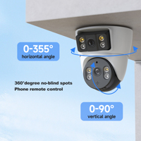 V380 4MP Dome Indoor Security Camera Dual Lens 360 Degree Dual View with Night Vision CMOS Sensor & Cloud Data Storage
