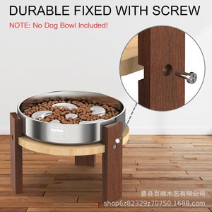 Support surélevé en bois pour gamelles d'animaux, base ronde, pour chiens et chats, utilisation intérieure - Product Image 5