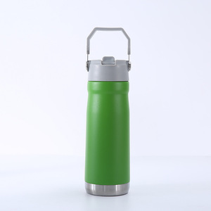 Bouteille d'eau isotherme de haute qualité à large ouverture 650 ml en acier inoxydable, gourde de voyage à double paroi avec couvercle à paille - Product Image 6