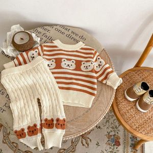 Engepapa Set Autunnale per Bambini con Orso a Righe, 100% Cotone, Maglione e Pantaloni, 2 Pezzi, Abbigliamento Moda per Neonati - Product Image 3