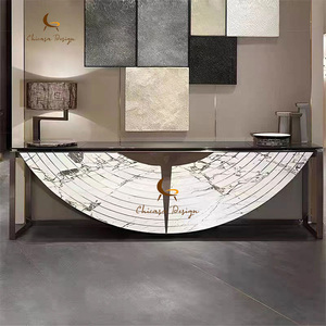 <span class=keywords><strong>Mesa</strong></span> de consola de lujo moderna de gama <span class=keywords><strong>alta</strong></span> de diseño italiano Marco de acero inoxidable Entrada Pasillo <span class=keywords><strong>Mesa</strong></span> de consola de mármol - Product Image 2