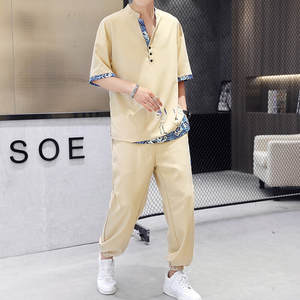 Ensemble décontracté d'été pour homme style Tang chinois tendance bouddhiste en polyester court <span class=keywords><strong>TZ200</strong></span> pour le dropshipping 2025 - Product Image 2