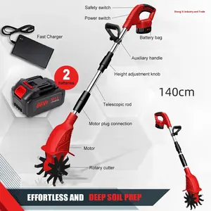 Nouveau micro-cultivateur portatif à batterie au lithium en fibre de verre pour l'agriculture, le semis, le désherbage et le retournement du sol, petite houe électrique domestique - Product Image 5