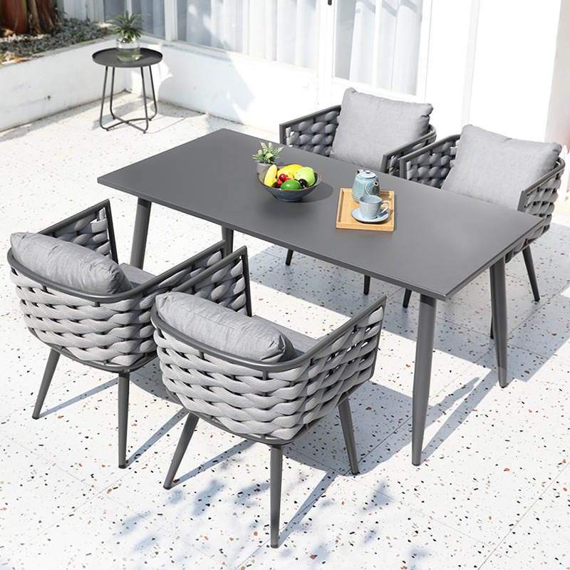 Noah four chairs 16080cm all-aluminum long table-luxury edition
