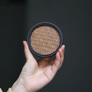 Bamboo Woven Coasters Round Heat Insulating Mats For Tea Table Decor Zhejiang Made - Product Image 3