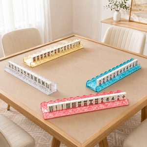 Support de tuiles de mahjong en acrylique perlé personnalisé avec poussoir, bord festonné, 4 couleurs, accessoires de mahjong pour la vente en gros - Product Image 5