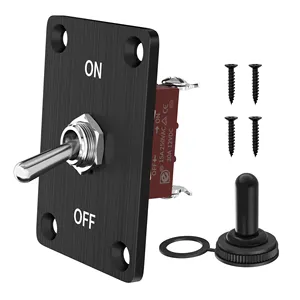 2 Position Toggle Switch 2 Pin ON/OFF 1 Gang Aluminium Black Toggle Switch Plates With Black Toggle Switch Waterproof Cap