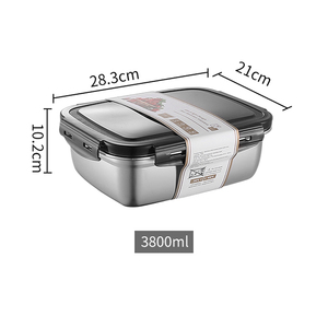 Fiambrera portátil de acero inoxidable de 3,8 l con tapa hermética de PP contenedor de alimentos calentable de gran capacidad para almacenamiento fresco - Product Image 4