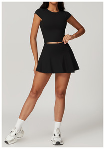 Vente en gros de vêtements de sport pour femmes vêtements de fitness pantalons taille haute leggings et t-shirt de yoga shorts hauts ensembles de yoga et d'entraînement de gymnastique - Product Image 6