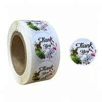 Autocollants ronds de remerciement, étiquettes adhésives florales de remerciement pour l'emballage de cadeaux, les mariages et la fermeture des colis pour petites entreprises