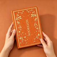Buku Catatan A5 Berlapis Emas dengan Tekstur Linen, Sampul Keras, Jurnal Cetak Kustom, Buku Agenda Harian