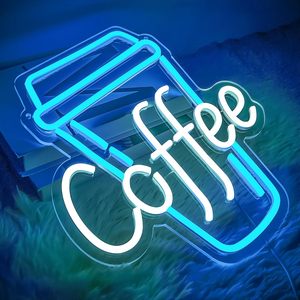 Letrero de Neón de Café, Rectangular, para Montar en la Pared, Luz LED de Color Azul Café, Efecto Constante, Fácil Instalación, 25000 Horas de Duración - Product Image 2