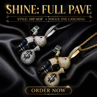 Collier pendentif personnalisé en forme de billet de banque américain pour petit garçon, style hip-hop, plaqué or/argent, entièrement serti de diamants.