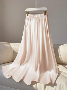 Jupe longue droite ample en satin, style européen et américain, collection automne 2026, vêtements pour femmes - Product Image 6