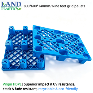 Palette en plastique HDPE légère à grille simple de 9 pieds, 4 voies, 800x600mm, pour chariot élévateur, entrepôt industriel et logistique - Product Image 1