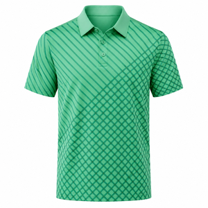 Polo de golf personnalisé pour hommes, imprimé géométrique, chemises de golf performantes, séchage rapide, respirant, extensible, fabricant OEM, étiquette privée - Product Image 5