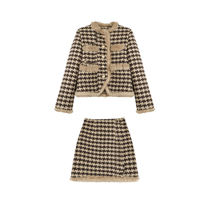 Guangzhou Auyan estilo francés mujer famosa dama moda <span class=keywords><strong>mil</strong></span> chaqueta de Tweed traje de <span class=keywords><strong>dos</strong></span> piezas conjunto de falda - Product Image 1