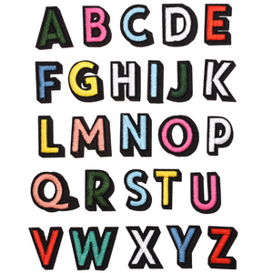 Parche de letras coloridas de varias formas Bordado de hilo liso sin mínimo barato de fábrica para decoración de ropa de sombrero - Product Image 4