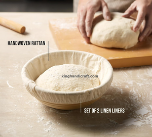 Cesta de fermentación de ratán hecha a mano para pan de masa madre, ecológica, apta para lavavajillas, tamaño King - Product Image 5