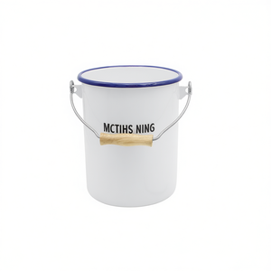 KARL KRGER Waste <b>Bin</b> Husum White Enamel With <b>Lid</b> And Wooden Handle 10 Liter Capacity - Product Image 2