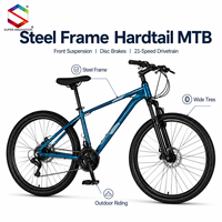 Vélo de montagne à suspension avant, frein à disque, transmission multi-vitesses, pneus à crampons, vélo tout-terrain