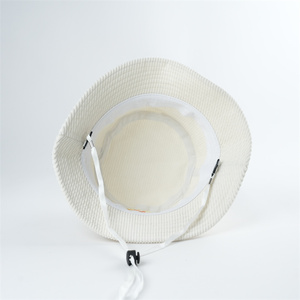 หมวกทรงถังสำหรับเด็กหมวกบอนนี่ผ้าลูกฟูกปักโลโก้และเชือกแบบกำหนดเอง - Product Image 2
