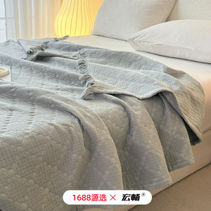 Manta de Gasa 100% Algodón con Borlas, 150x200cm, Transpirable, para Sofá, Oficina, Siesta, Aire Acondicionado - Product Image 5