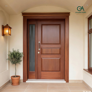Puerta de Entrada Clásica de Madera Sólida con Panel Lateral de Vidrio, Diseño Moderno, Superficie Acabada, Estilo Abatible, Uso Exterior, Villa, Manual, GA-42S - Product Image 1