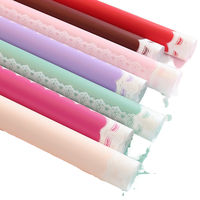 Matériau d'emballage pour fleurs fraîches en papier mat transparent enduit, style coréen, avec bordure en dentelle de pétales vierges, en promotion
