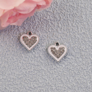 Heart Shape Alloy Pendants <b>With</b> Rhinestones For <b>Bracelet</b> Making Multicolor 61169 - Product Image 2