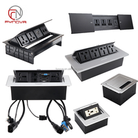 Prise de charge USB a double pour bureau avec 2 prises 1 Rj45 Cat 3 Flip Cover Brush Power Desktop Socket EU US Plug Standard