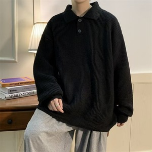 Suéter de Cachemira de un solo pecho de color sólido nuevo al por mayor para hombres sudadera cálida con cuello vuelto - Product Image 3