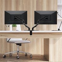 Support d'écran professionnel Charmount à rotation 360 degrés, bras double pour moniteur, réglable en hauteur avec ressort à gaz