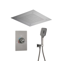 Système de douche mural en laiton doré brossé, mitigeur de luxe à jet de pluie doux, ensemble de robinetterie moderne pour salle de bain anti-fuite