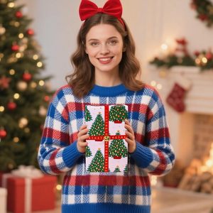 Yarcony Girl Christmas Wrapping Paper Roll 17 Inch X 33 Feet Pink Tree <b>Candy</b> <b>Cane</b> Bow Design Easy Tear Decorative Paper - Product Image 6