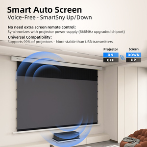 Pantalla de proyección eléctrica de alta <span class=keywords><strong>calidad</strong></span> de 92 "- 200", <span class=keywords><strong>cine</strong></span> en casa, película, pared, techo, colgante, pantalla de proyector tejida eléctrica - Product Image 2