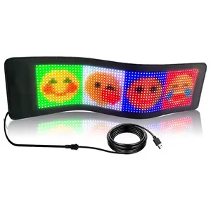 Placa de exibição flexível com led RGB, painel de sinalização LED para carro, controle inteligente por aplicativo 672*122mm, painel de led macio para carro