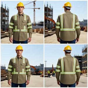 NFPA2112 Safety Reflective FR <strong>Shirts</strong> ANSI Hi Vis <strong>Flame</strong> Resistant Long Sleeve Work <strong>Shirts</strong> - Product Image 4
