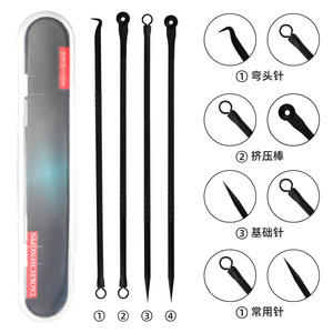 Black Stainless Steel Acne Needle 4 Piece Set For Face Blackhead Removal Beauty Tool - Product Image 5