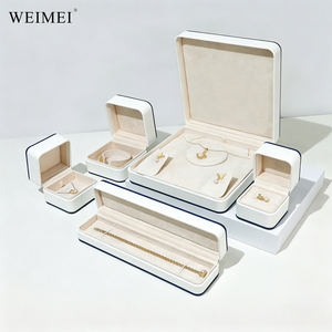 WEIMEI custom logo PU <b>leather</b> jewelry box <b>Leather</b> Engagement Necklace <b>Bracelet</b> Ring Premium Jewellery Packaging - Product Image 2