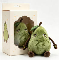 Jouet en peluche de fruit de dessin animé, poire verte gaieste, figurine en peluche rembourrée de coton PP, accessoire de bureau mignon pour souvenir de Noël