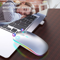 Mouse Nirkabel Isi Ulang RGB LED Pelacakan Optik Desain Ergonomis DPI Dapat Disesuaikan 6 Tombol untuk Gaming Laptop PC Mouse