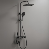 Robinet de salle de bain numérique en laiton à cascade avec affichage LED quatre fonctions et ensemble de douche à température constante de luxe