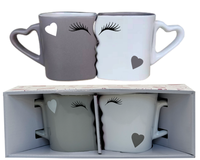 Tasse à thé en céramique 3D écologique 300ml/400ml amoureux s'embrasser conception nouveauté argile de papier magique drôle en boîte manipulée pour les fêtes