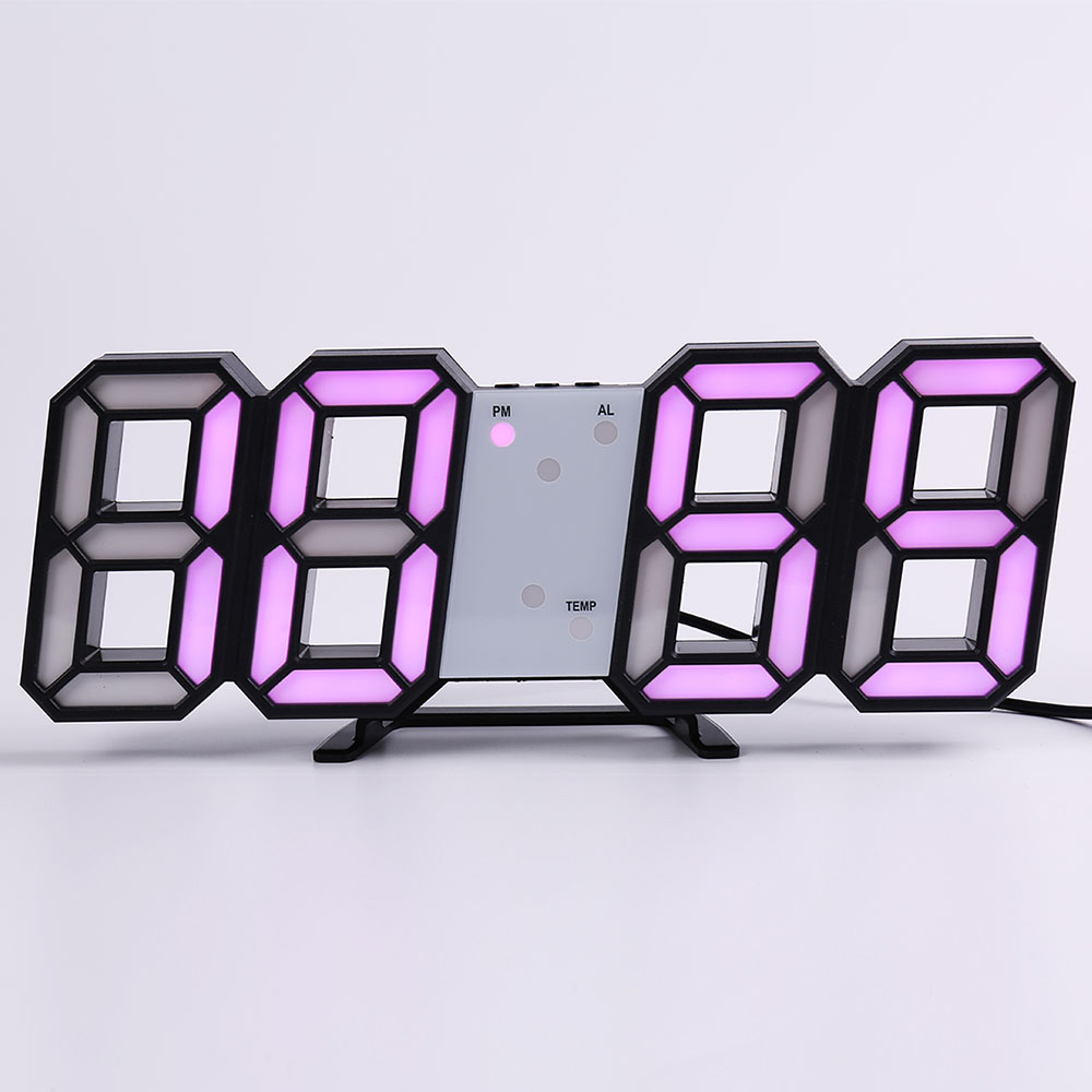 Julhold Moderne Numérique 3D Blanc LED Horloge Murale Réveil Snooze