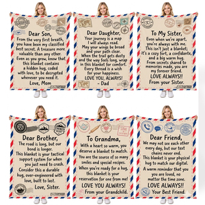 Couverture personnalisée avec message imprimé numériquement, en flanelle polaire douce et moelleuse, cadeau pour fille, <span class=keywords><strong>fils</strong></span>, maman - Product Image 1