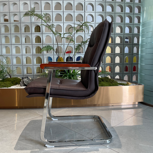 Modern Ergonomic Visitor CantileverGenuine Leather Luxury Conference Room <strong>Chair</strong>,executive Office Visitors <strong>Chairs</strong> Without Wheels - Product Image 4