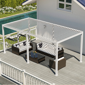 Structure d'ombrage bioclimatique motorisée en aluminium à grandes travées, à lames orientables, étanche, conception personnalisée pour villa, hôtel, jardin, gazebo - Product Image 1