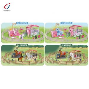 Chengji игрушки-животные на ферме, домик, лошадь, стабильная симуляция, сцена флокирования, стабильные реалистичные лошади, Детская лошадь, ферма, набор игрушек для детей - Product Image 6
