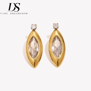 <span class=keywords><strong>Orecchini</strong></span> a Perno Dreamshow in Acciaio Inossidabile Placcato <span class=keywords><strong>Oro</strong></span> con Zirconi Marquise, Gioielli Minimalisti con Zirconi per Donne - Product Image 1